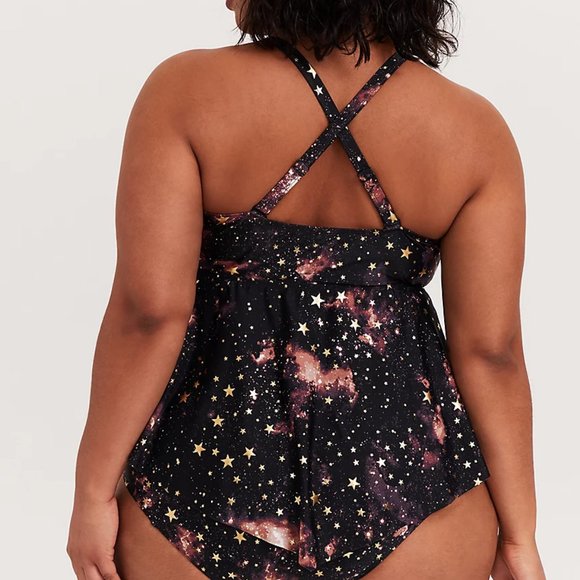 Torrid 3X 5X Tankini Swim Top Celestial Gold Stars - Picture 2 of 4